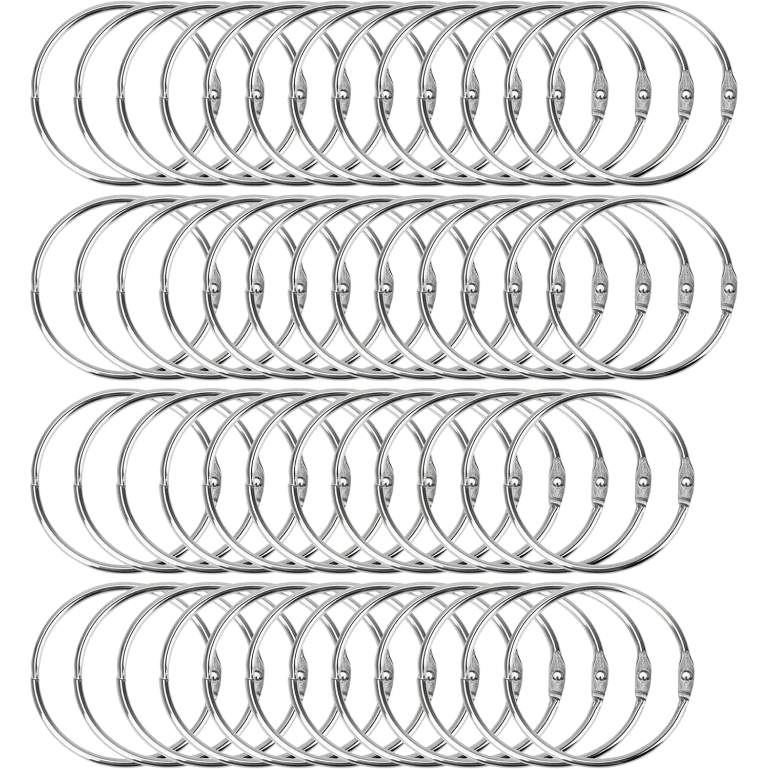 Binder Rings, 50 Pcs Metal Book Ring, Index Card Rings Binder Clips for Flash Cards, Treasury Tags, Cue Cards, Holding Keys - 1.2 inch / 30 mm