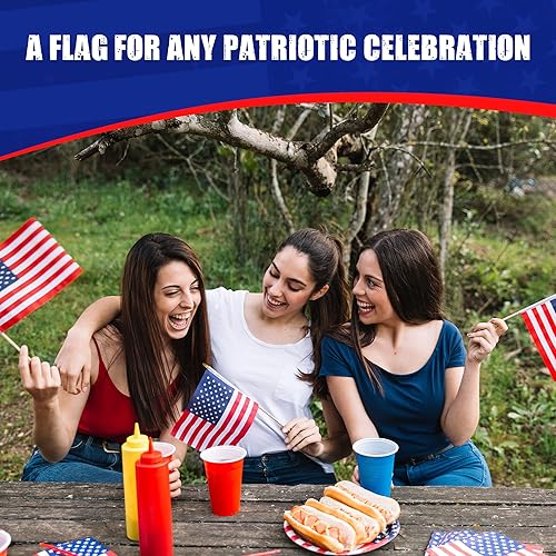 Miniatura 6 de Super Tough Bandera de palo de Estados Unidos de 8 x 12 a 24 pulgadas con punta de lanza paquete de 12