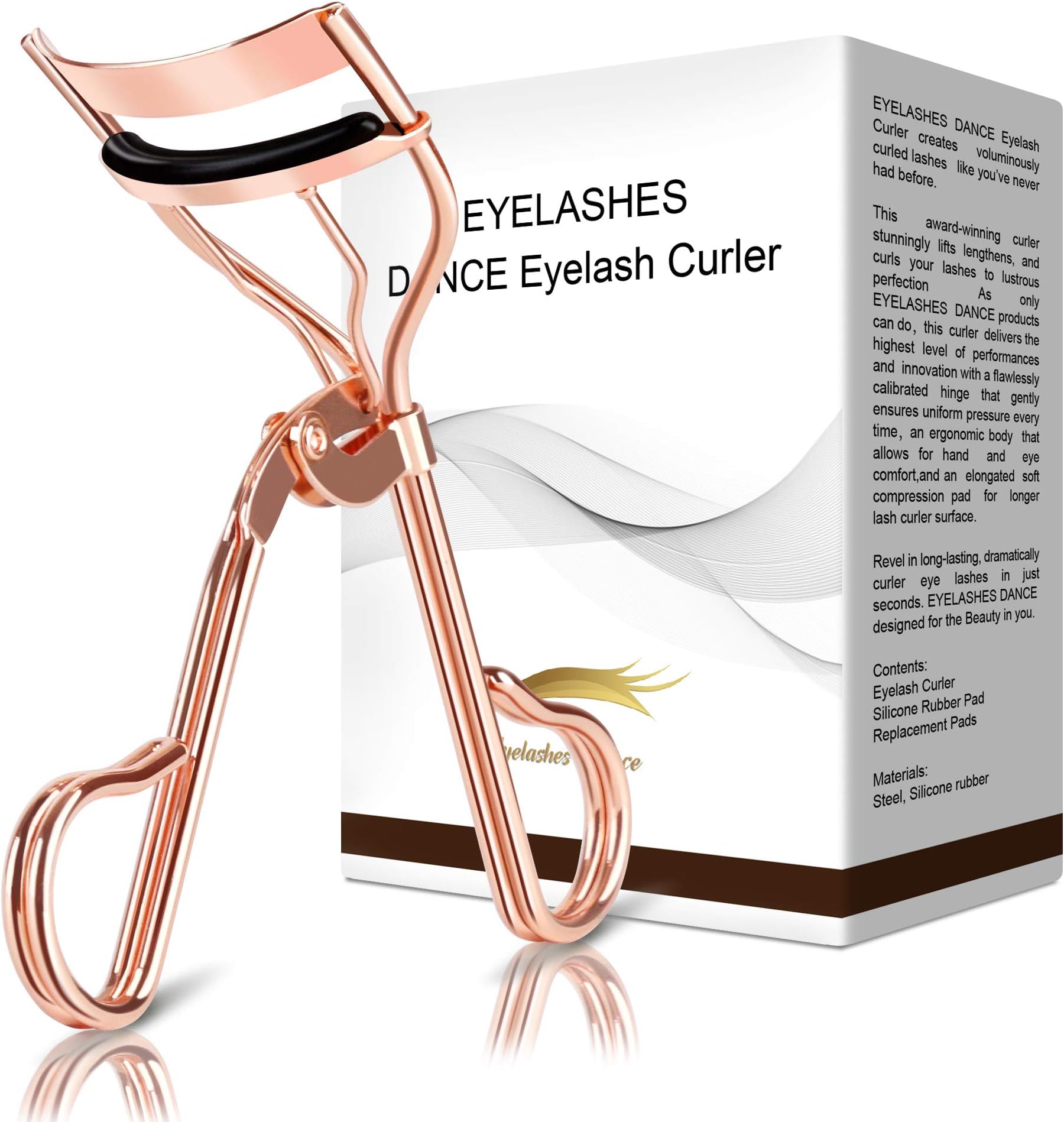 Eyelash Curler Rose Gold Eyelashes Curlers With 3 Replacement Refill Pads Creates Curled Eyelashes Without Pinching & No Broken Lashes Fits Various Eyelashes … (round)