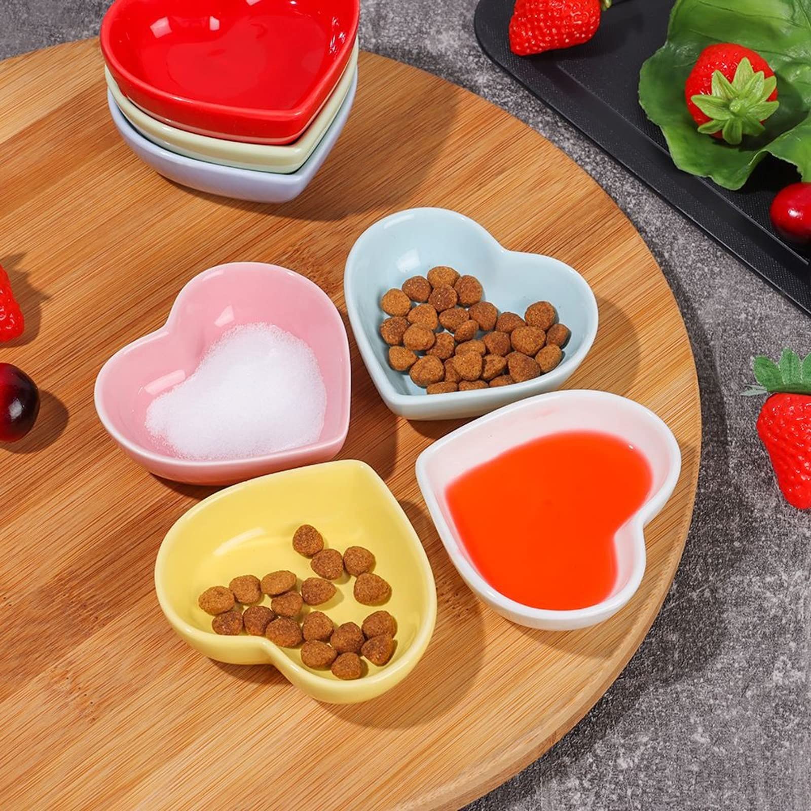Ceramiczna tablica przyprawowa Ceramiczne talerze deserowe i sałatkowe z miseczkami do maczania przypraw i przekąsek