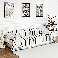 Vista 12 de MYSKY HOME Funda de Sofá Boho Súper Suave Fundas de Sofá para Sofá de 2-3 Cojines, Funda Moderna de Sofá de Jacquard Negro Funda de Loveseat Futón