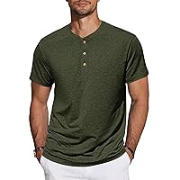 TARAINYA Henley T-Shirt Uomo Cotone Maniche Corte Maglietta Casual Comfortevole con