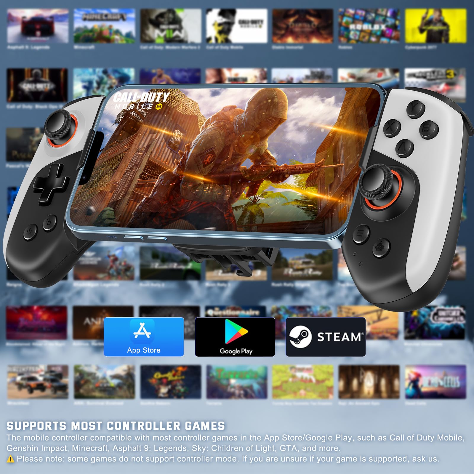 Joso Phone Controller for iPhone/Android with Phone Case Support, Mobile Gaming Controller with Cooler for iPhone 16/15/14, Galaxy S24/S23/S22 - Universal Fit, Customizable Buttons, Turbo