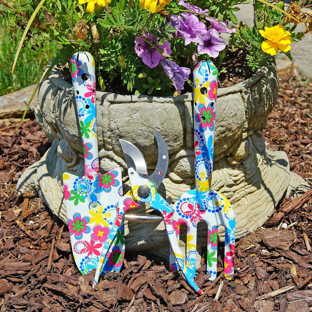 Floral Gardening Tool Set - Clippers, Trowel, Fork -4 Floral Gardening Tool Set - Clippers, Trowel, Fork -4