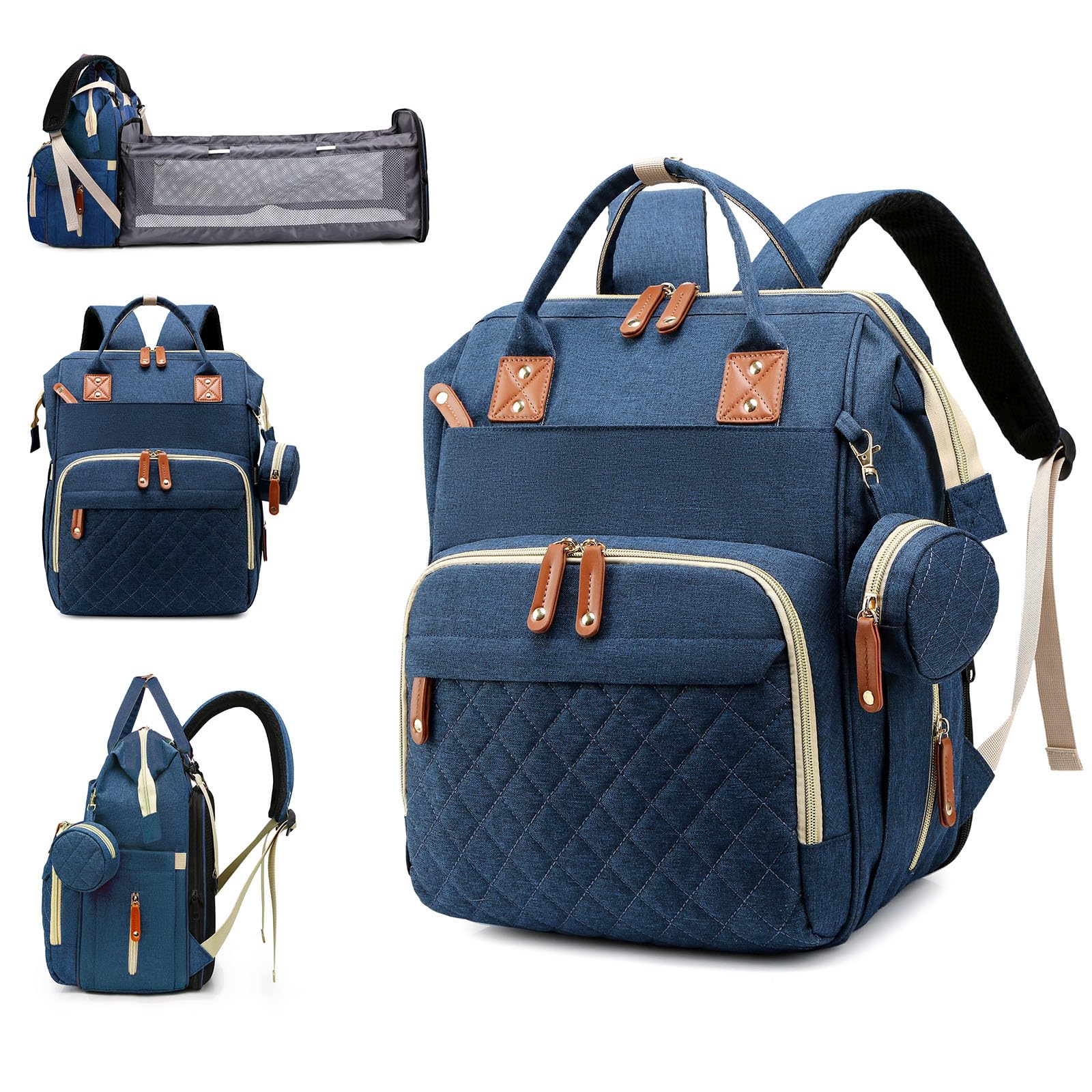 Awanhe Baby Diaper Bag Backpack with Changing Station, Waterproof Bags for Boys & Girls, USB Charging Port, Blue