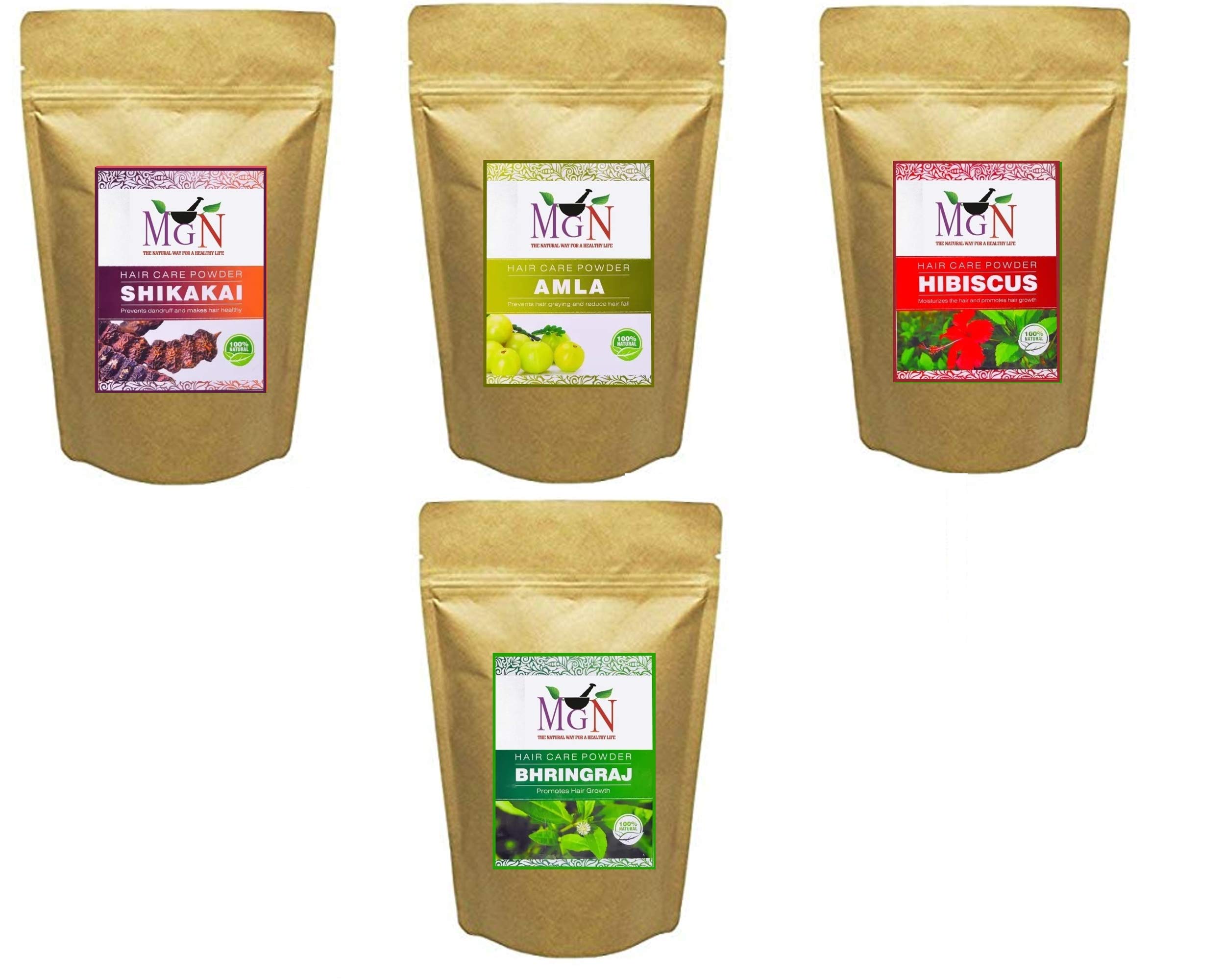 MG Naturals SHIKAKAI,AMLA,HIBISCUS,BHRINGRAJ powder (100 GM EACH)