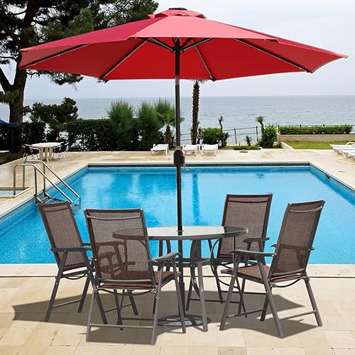 Miniatura 8 de BPS Sillas plegables para patio, paquete de 4 sillas de comedor portátiles de textileno para exteriores, para campamento, playa, jardín, piscina,