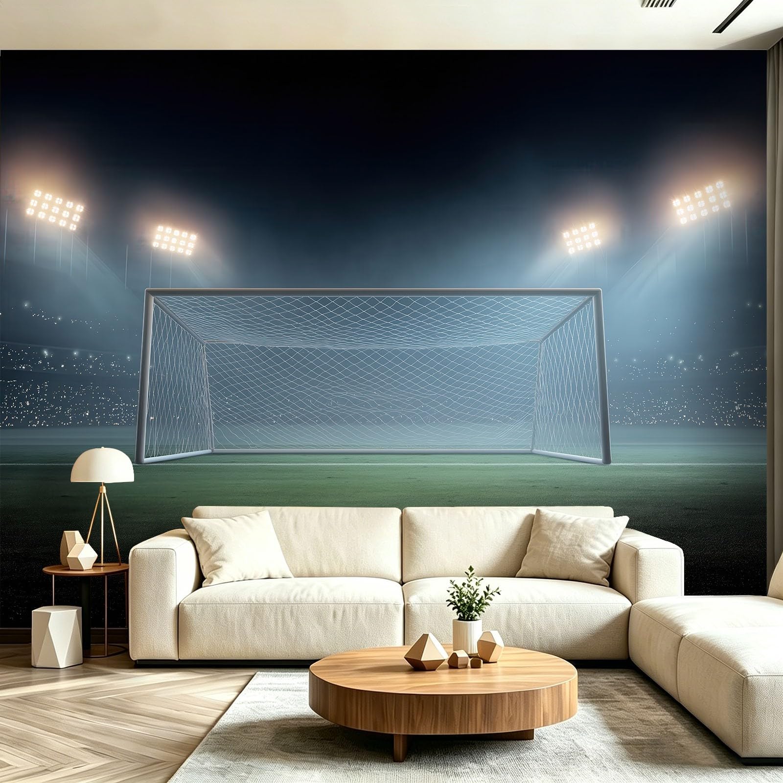 Fototapeta sportowa piłka nożna boisko do piłki nożnej fototapeta do sypialni pokoju sportowego, 300 x 210 cm fototapeta artystyczna, kolor zielony