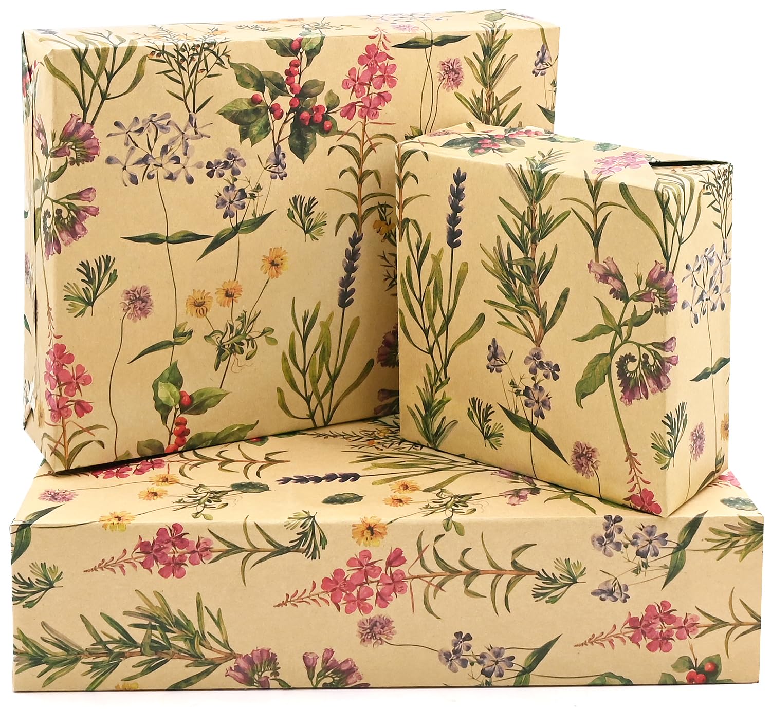 Flower Wrapping Paper 5pcs,Kraft Wrapping Paper for Women Girls Female,Floral Design for Birthday Mother's Day Wedding Valentines โ image 1