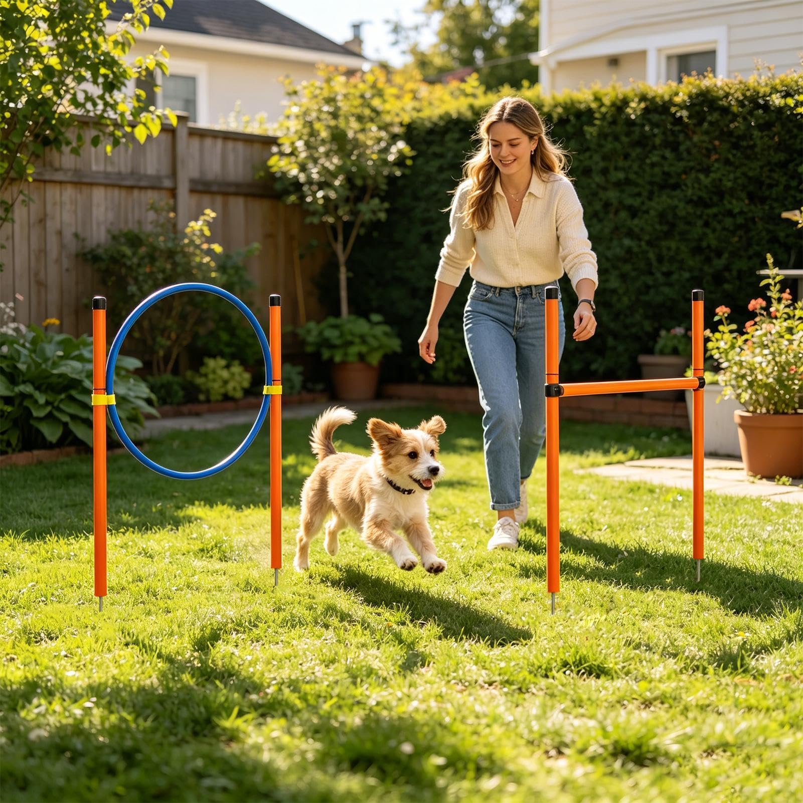 Tor Przeszkód Agility dla Psów Gra Agility Z Tunelem | Sprzęt parkowy dla psów na zewnątrz Do Użytku Na Świeżym Powietrzu W Ogrodzie, Parku, Na Plaży, Placu Zabaw, Boisku, Podczas