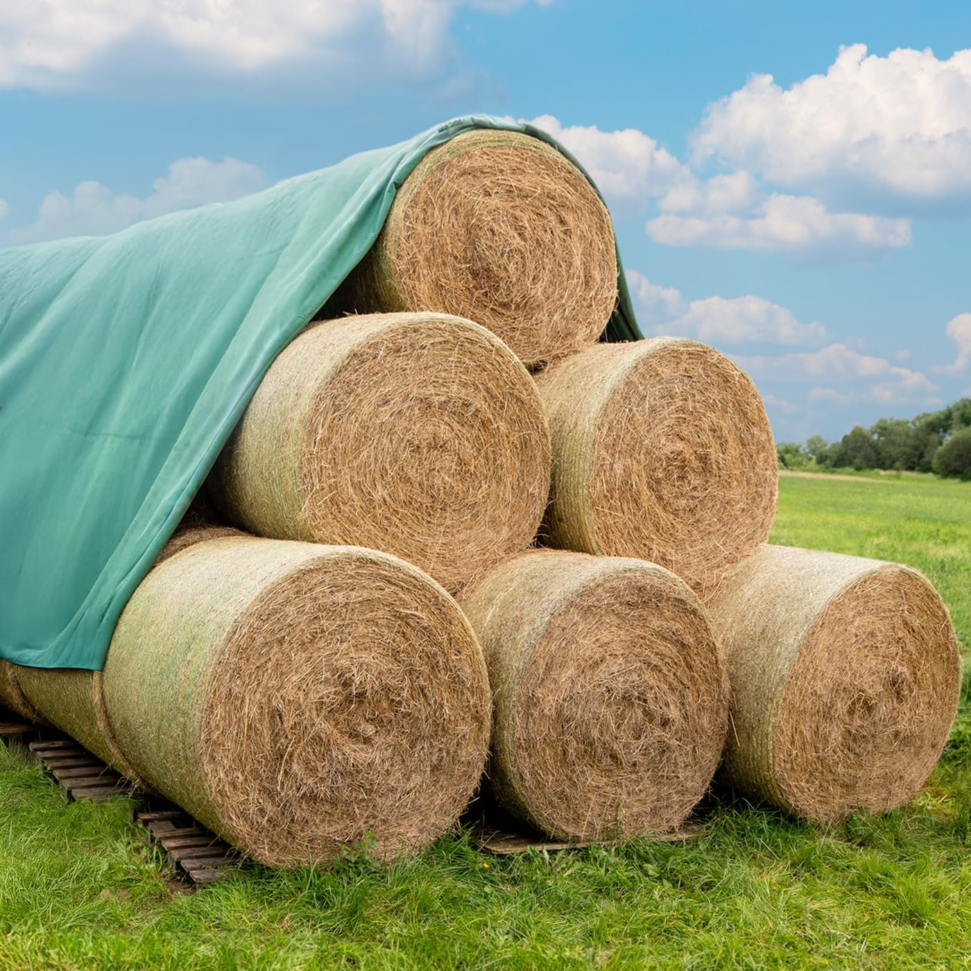 VOSS.farming Heuvlies 9,8 x 6m, Strohvlies, Strohballenschutz, Rundballen-Vlies 140g/m²