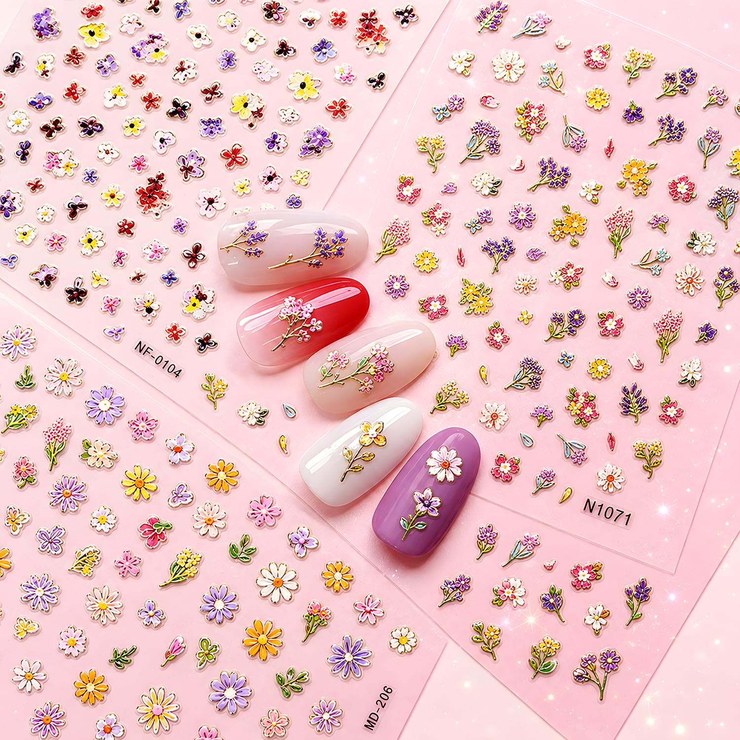 Nail Stickers for Nail Art, 3 Sheets Gold Foil Flower Design, Self Adhesive Floral Decals, Autumn Winter Nail Decoration, DIY Manicure Accessories for Women-picture-38