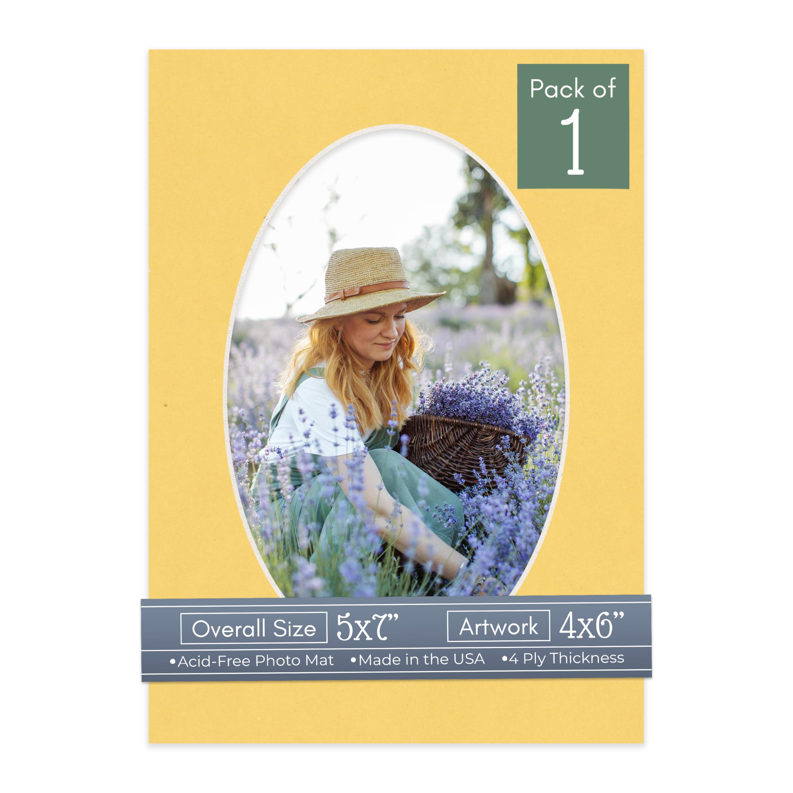 CountryArtHouse Chamois Yellow Acid Free 5x7 Oval Picture Frame Mat with White Core Bevel Cut for 4x6 Pictures - Fits 5x7 Frame - Pack of 1 Matboard Show Kit with Acid Free Backing & Clear Bag-image-39