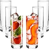 Volarium Highball Glasses with Heavy Base, Clear Drinking Glasses Set for Water, Juice, Cocktails, Wine, Beer, and Whiskey, 12 1/4 Ounce, Set of 6 (Highball Glasses) Collins Glasses