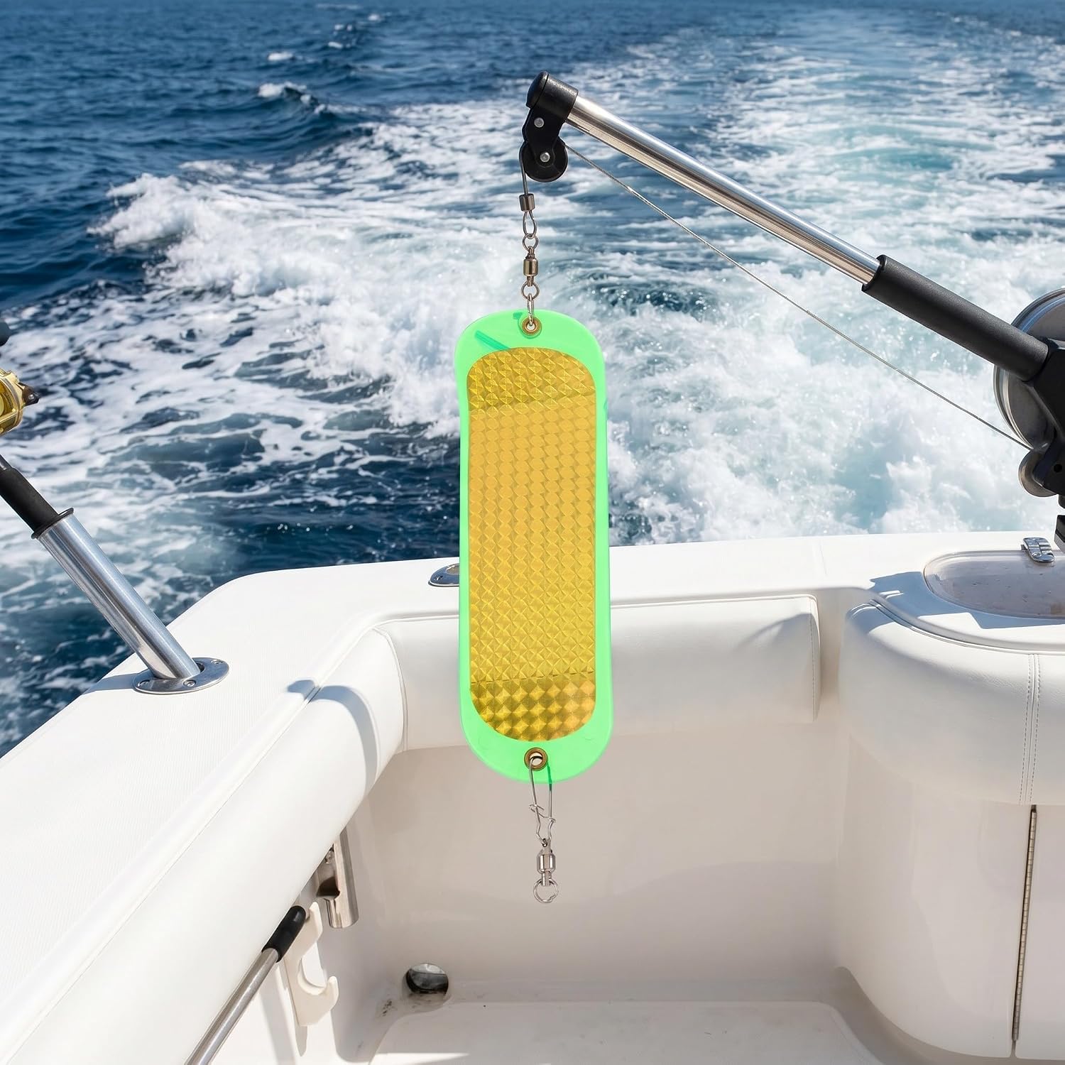 SOLUSTRE Light Green Abs Fishing Trolling Flasher Stable Underwater Posture and Universal Compatibility for Boat Fishing and Freshwater Predatory Fish