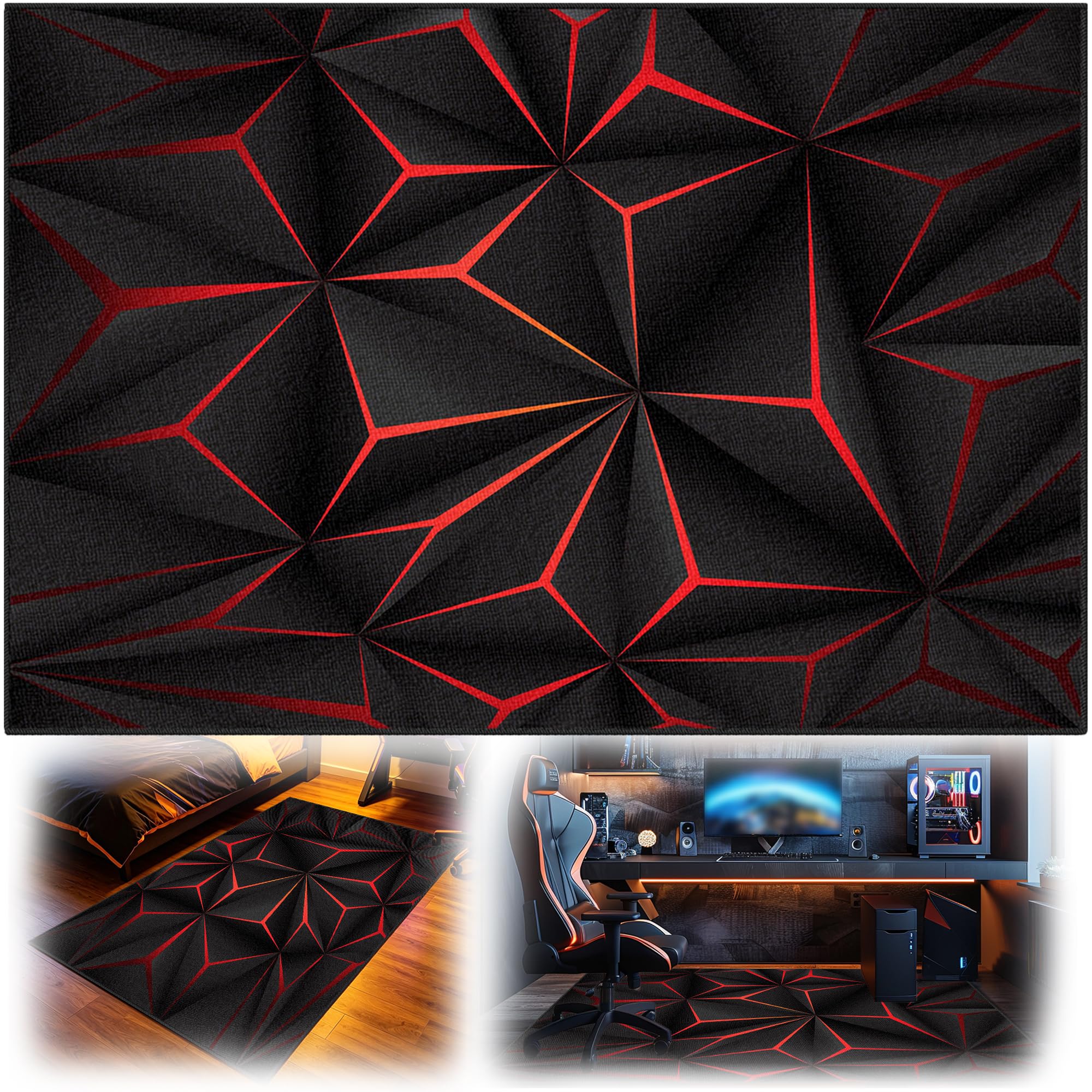 Tapis de zone de jeu lavable antidérapant pour chaise gaming 100x130cm