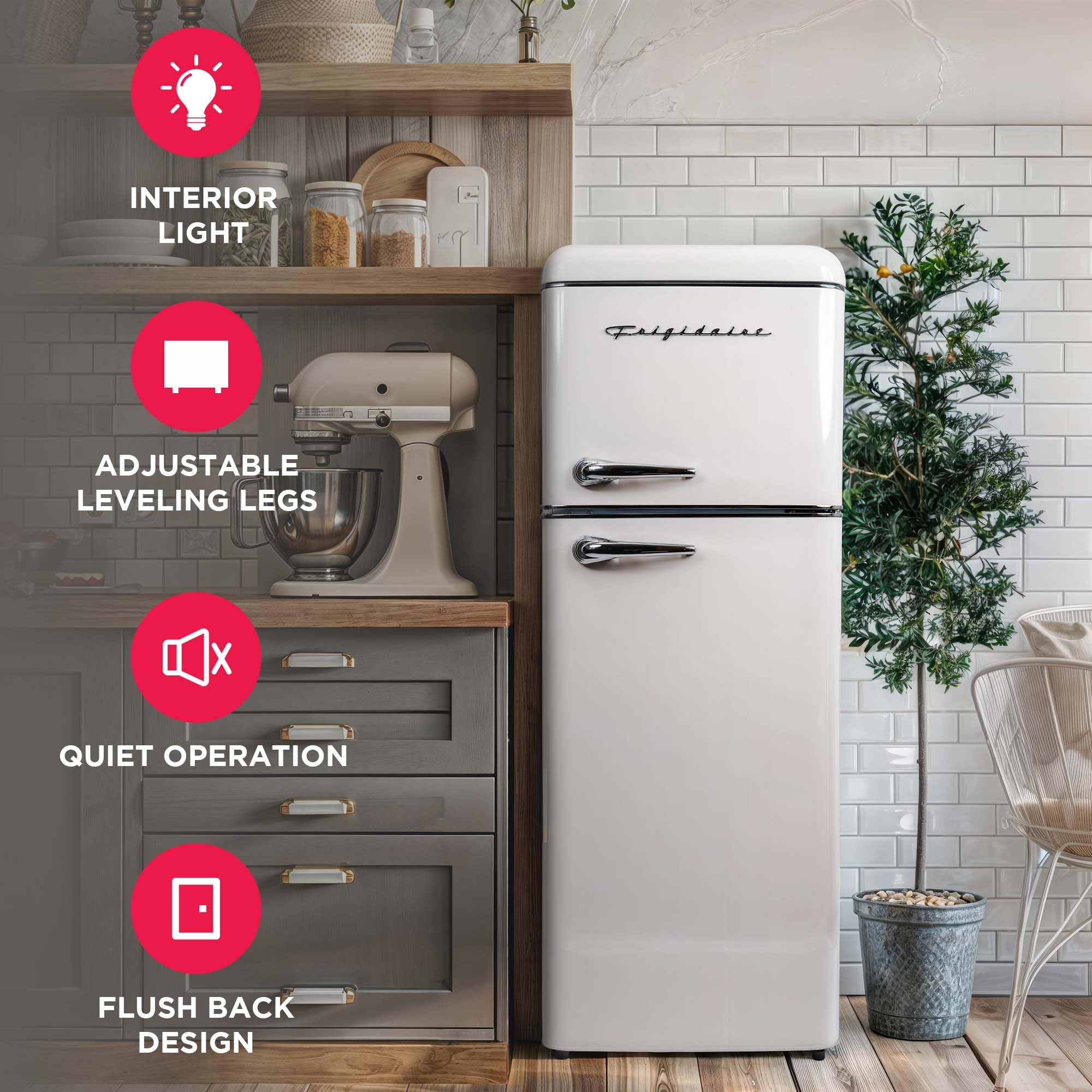 Frigidaire Efr756, 2 Door Apartment Size Retro Refrigerator With Top Freezer, Chrome Handles, 7.5 Cu Ft on Fridge.com - View 5