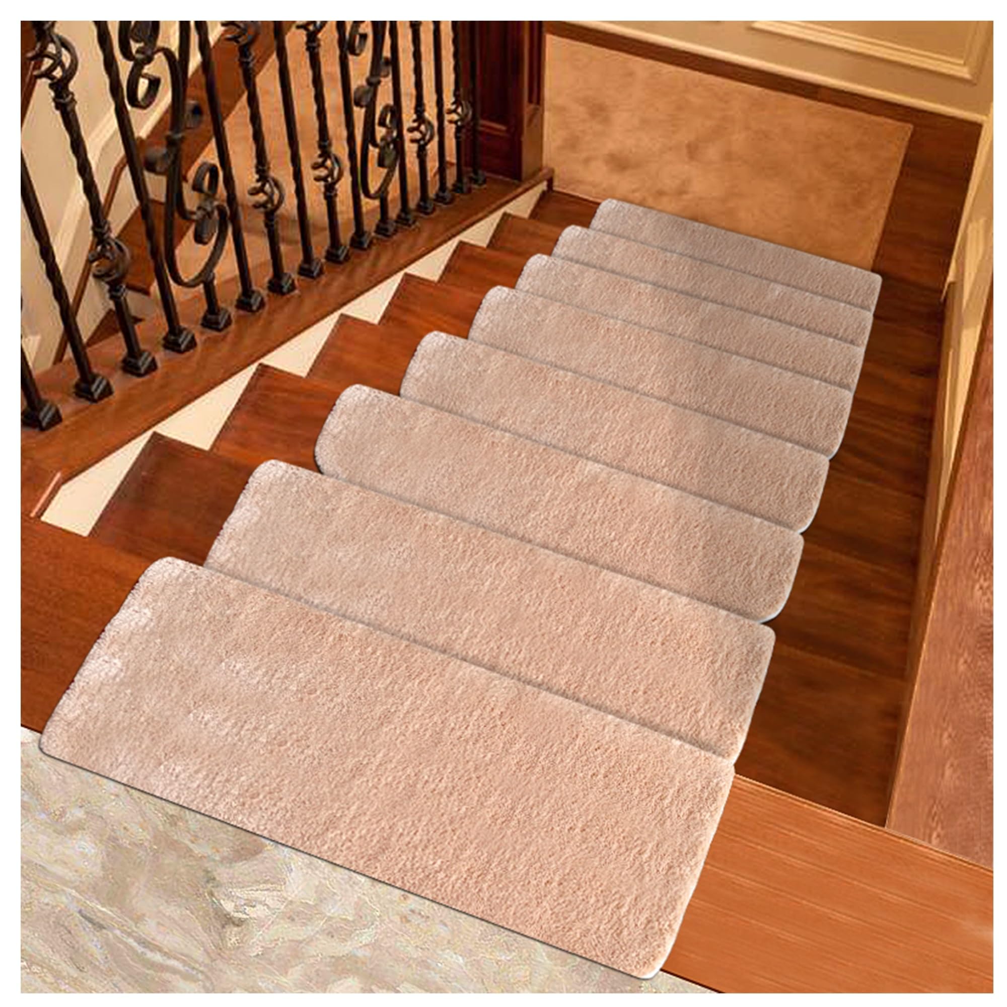 YDHSIKK Carpet Stair Treads, 1pc Stair Treads Non-Slip Landing Rug for Wooden Steps 65-80x24cm(Size5,2.6x0.8ft/80x24cm)