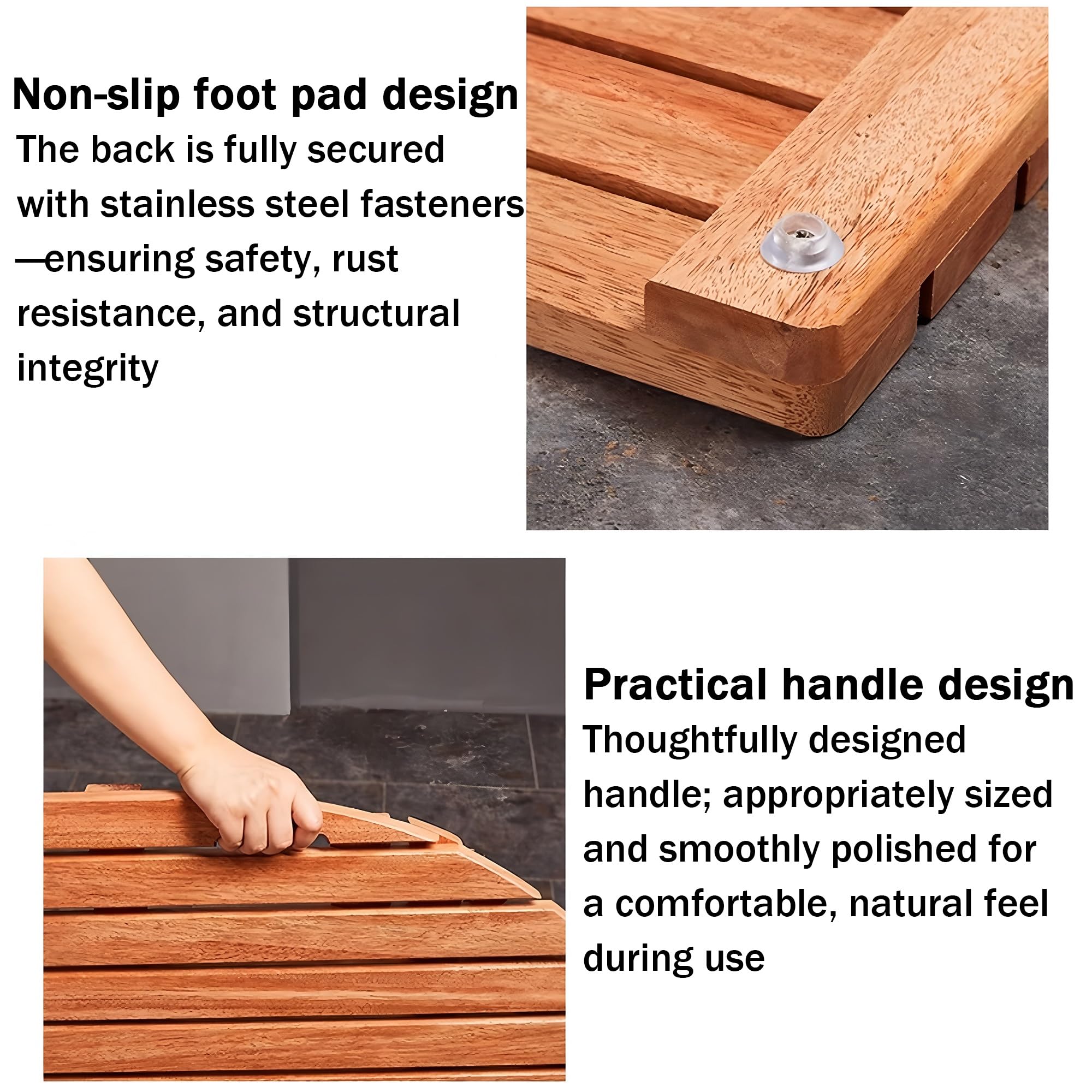 Alfombra De Madera Antideslizante para Baño (Uso En Interiores Y Exteriores)