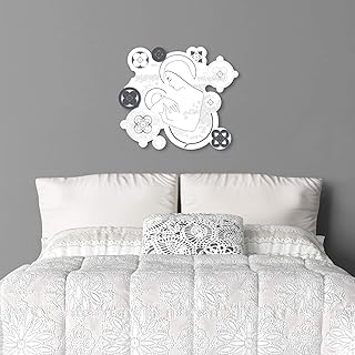 L:A:S Laser Art Style Quadro Capezzale Madonna con Bambino Moderno per Camera da Letto SI-431L, Legno, Bianco-Antracite, 70x62 cm