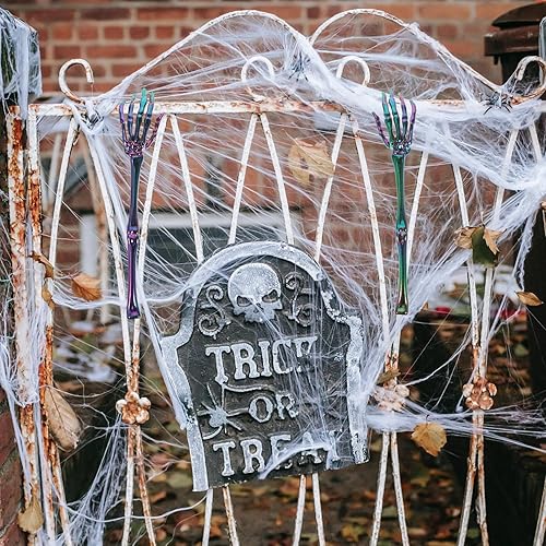 Miniatura 9 de EXCEART Pinzas para ensalada de Halloween, 2 piezas, para ensalada, para ensalada de Halloween, esqueleto de mano, cráneo, calavera, cuchara,