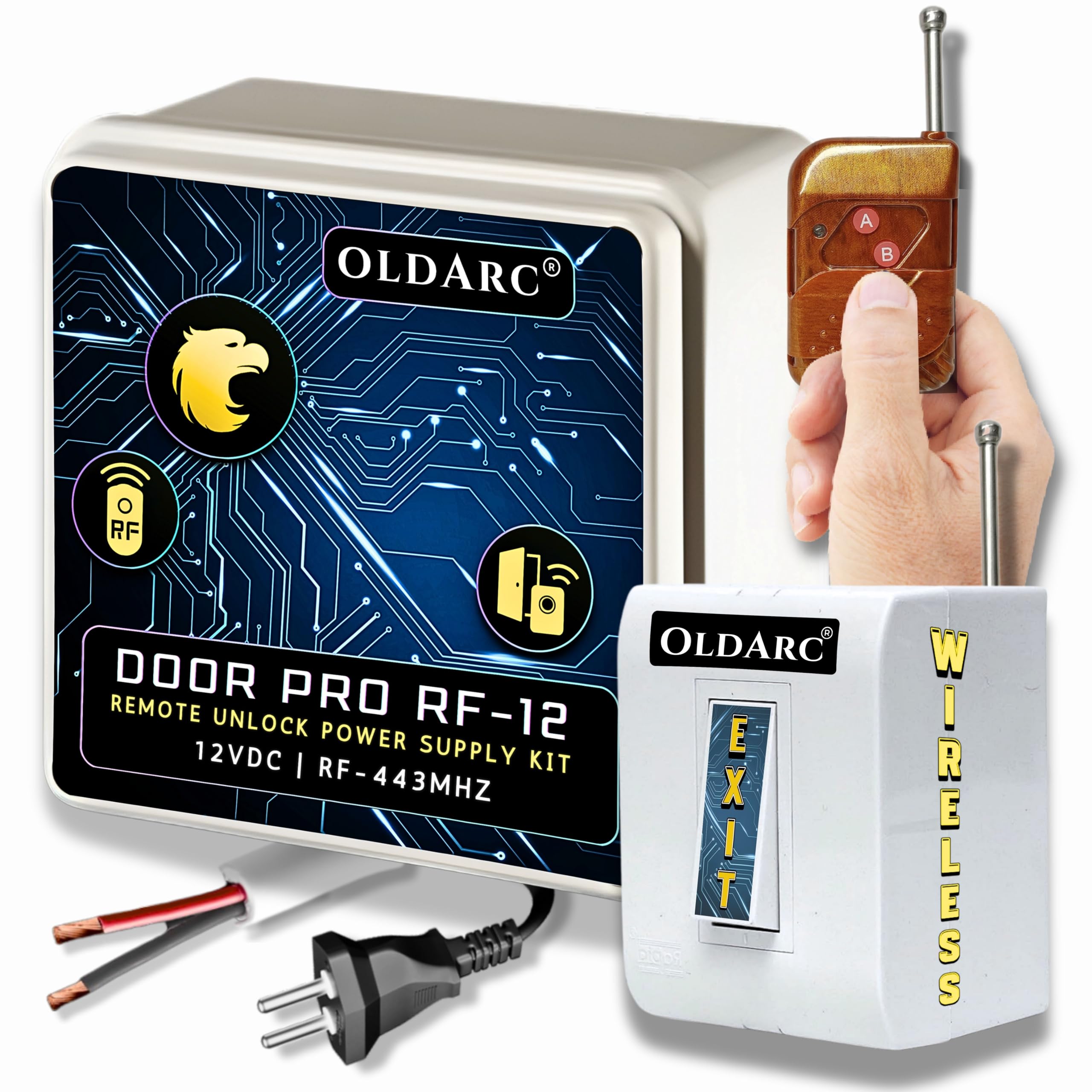 OldArc RF12 Remote Lock Power Supply | for Electromagnetic Lock | Remote Control Electronic Lock Power Supply for EM Lock 12VDC + Wireless Exit Switch | Remote Door Access Control for Office & Shops-picture-13