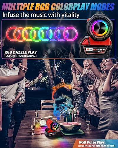 Miniatura 4 de Taingwei Altavoz Bluetooth para batería Milwaukee M18 de 18 V, altavoz pequeño inalámbrico de 30 W para lugares de trabajo, hogar y fiesta (batería