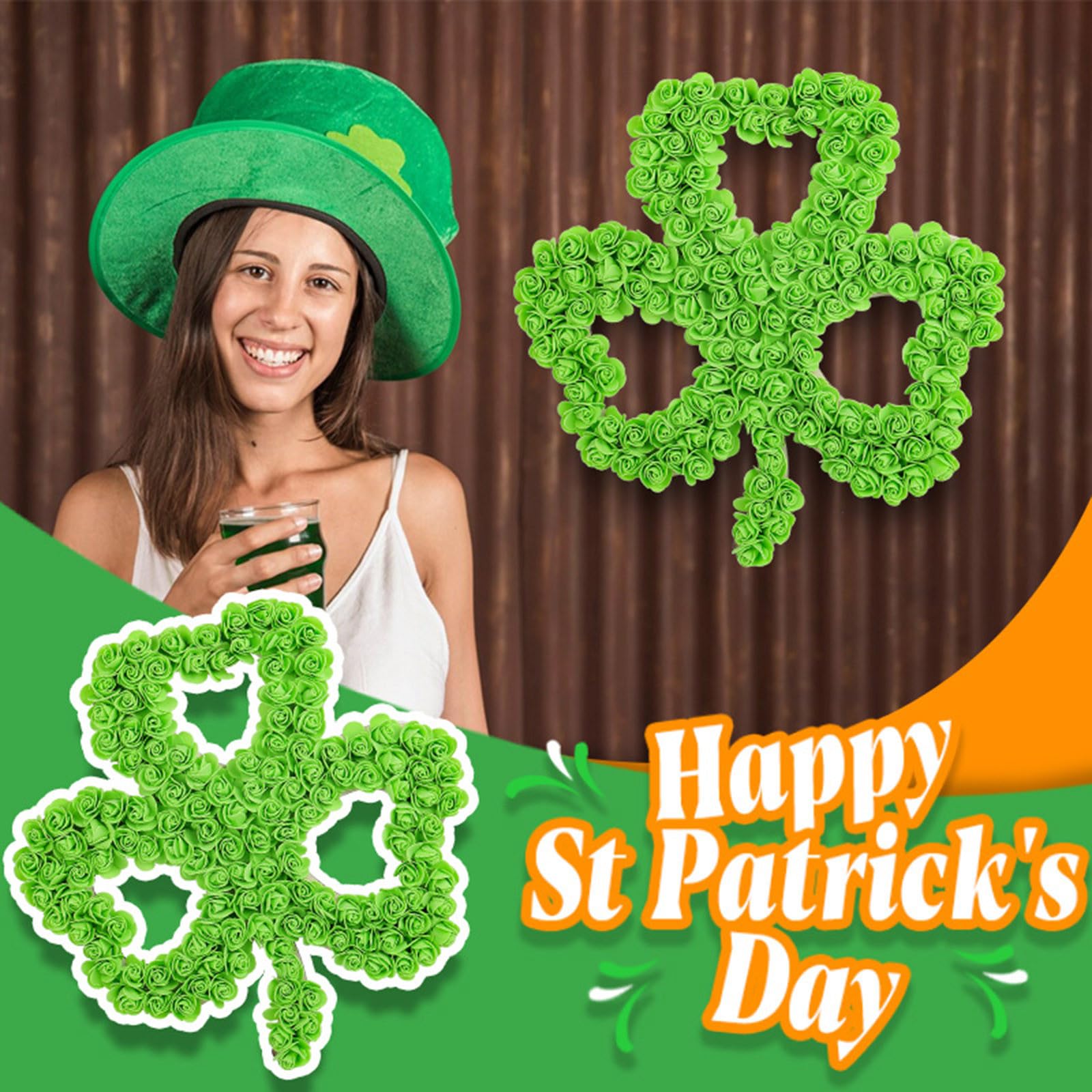 FOIMAS Ghirlanda Decorativa Con Trifoglio Per San Patrizio – 7,5 Metri – Verde E Oro - 2