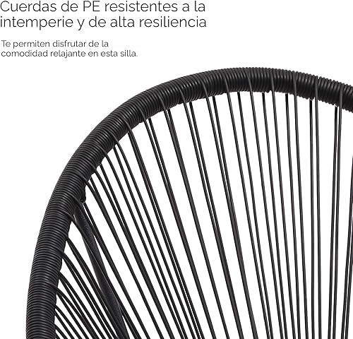 Miniatura 6 de SONGMICS Silla Acapulco de 3 piezas para asientos al aire libre, juego de muebles de patio moderno, mesa superior de vidrio y 2 sillas, juego de
