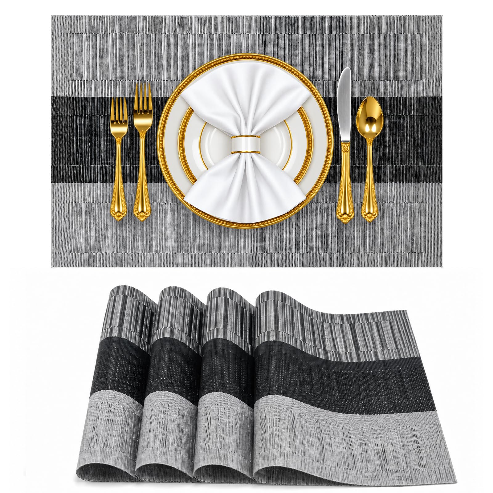 Solitude Placemats Set of 6 Dining Table Place Mats | Placemats Table Mat PVC Material | Non-Slip Heat Resistant | Dining Tablemates Washable Anti-Skid | Size 45 x 30 CM (Brown) — Amazon image 16