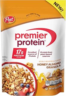 Premier Protein Honey Almond Granola, 9 oz Resealable Bag | Crunchy Clusters With Satisfying Texture And Sweet Flavor For A Deliciously Crisp Bite, On-The-Go Snack