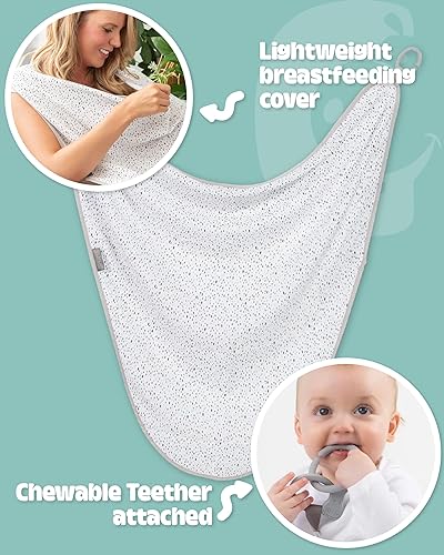 Miniatura 4 de Cheeky Chompers Funda de lactancia de muselina transpirable 6 en 1 para lactancia materna, manta para recién nacido, funda para cochecito, anillos