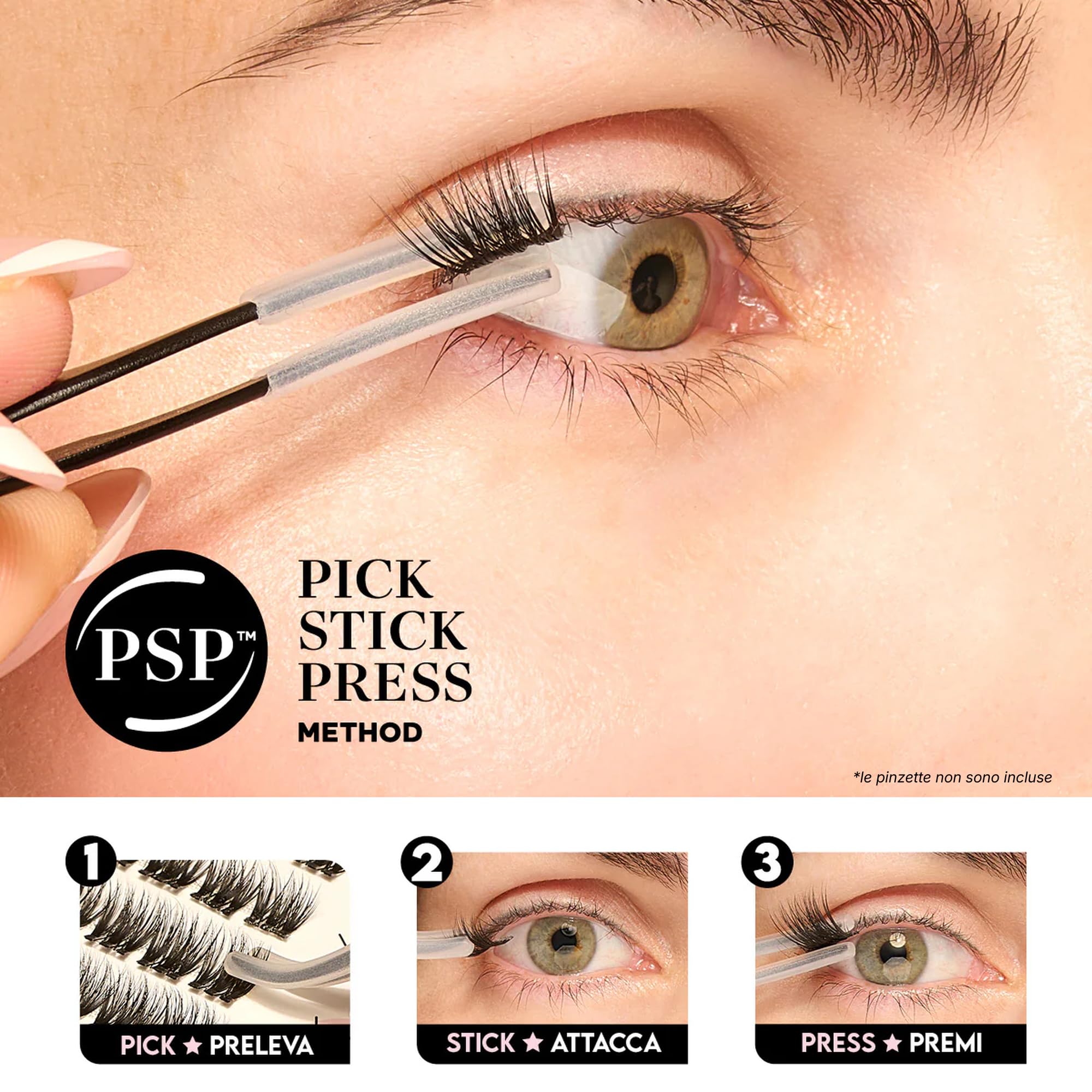 Ciglia Press and Go Natural Autoadesive Lash Cluster | Ciglia Finte Naturali Senza Colla, con Adesivo, Tenuta 10 Giorni, Sotto-Ciglia Invisibile, Leggere Ipoallergeniche Waterproof