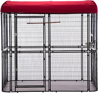 WONLINE Large Heavy Duty Bird Cage, with Top Covers Cockatiel Macare Parakeets Finch Aviary Double Doors with Perch