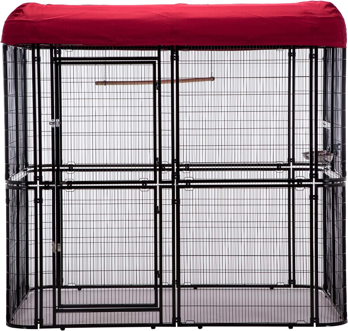 WONLINE Large Heavy Duty Bird Cage, with Top Covers Cockatiel Macare Parakeets Finch Aviary Double Doors with Perch