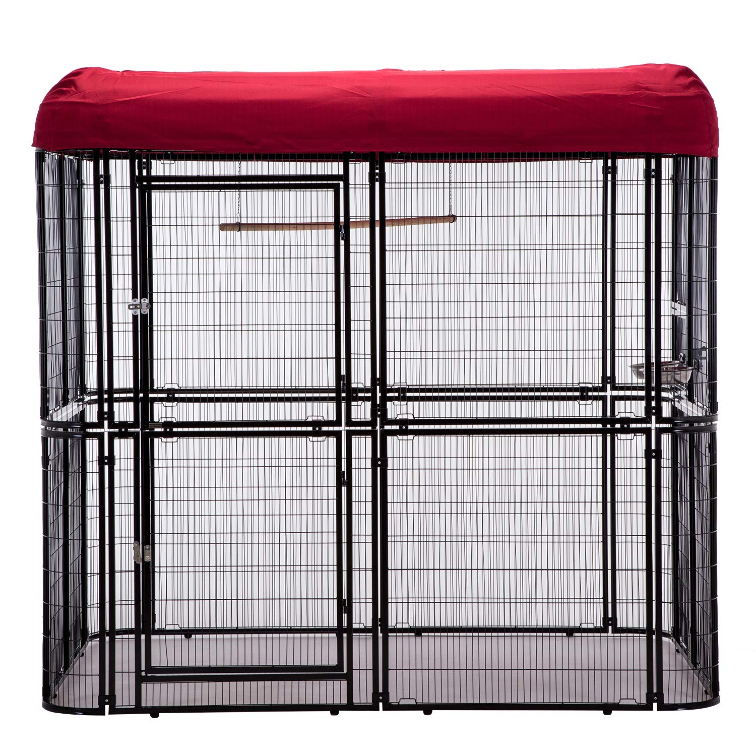 WONLINE Large Heavy Duty Bird Cage, with Top Covers Cockatiel Macare Parakeets Finch Aviary Double Doors with Perch