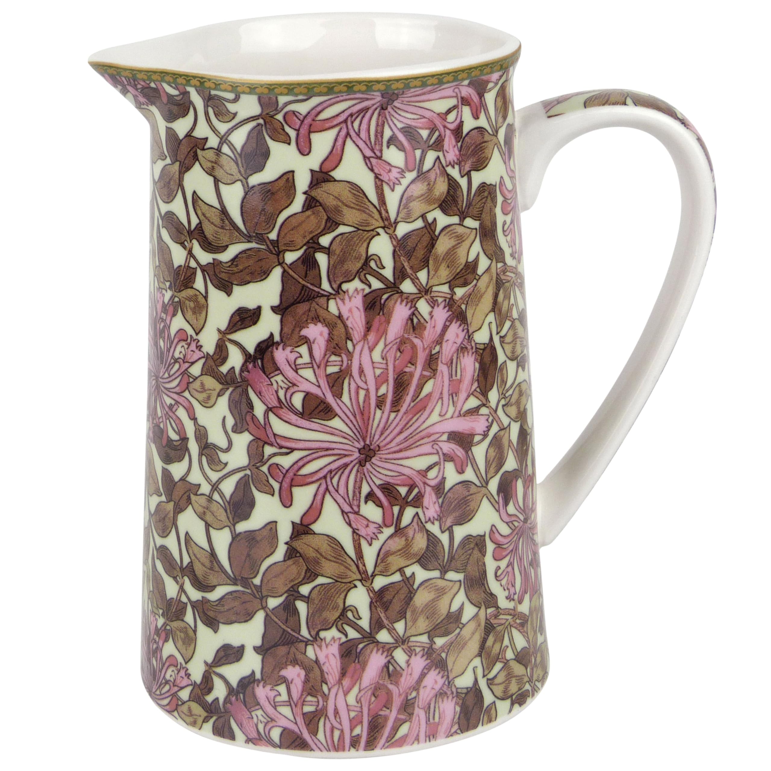Lesser & Pavey British Designed Jug for Kitchen and Home | Lovely Printed Jug for Milk Water Juice and Other Needs | Perfect for Home & Office Kitchens - Honeysuckle jug