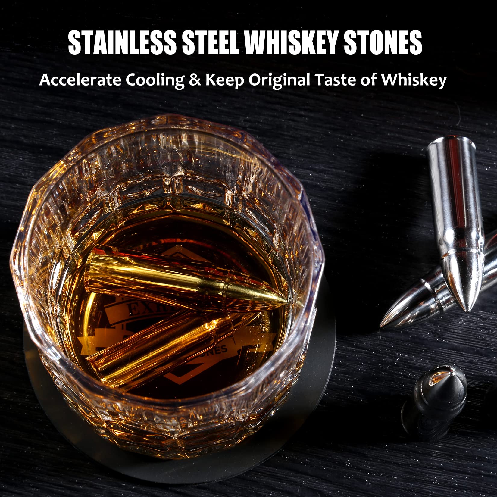 Juego de regalo de whisky para papá y hombre, ideas de regalo de cumpleaños de hija e hijo, juego de regalo de whisky de acero inoxidable y juego de vasos de whisky, regalos para hombres