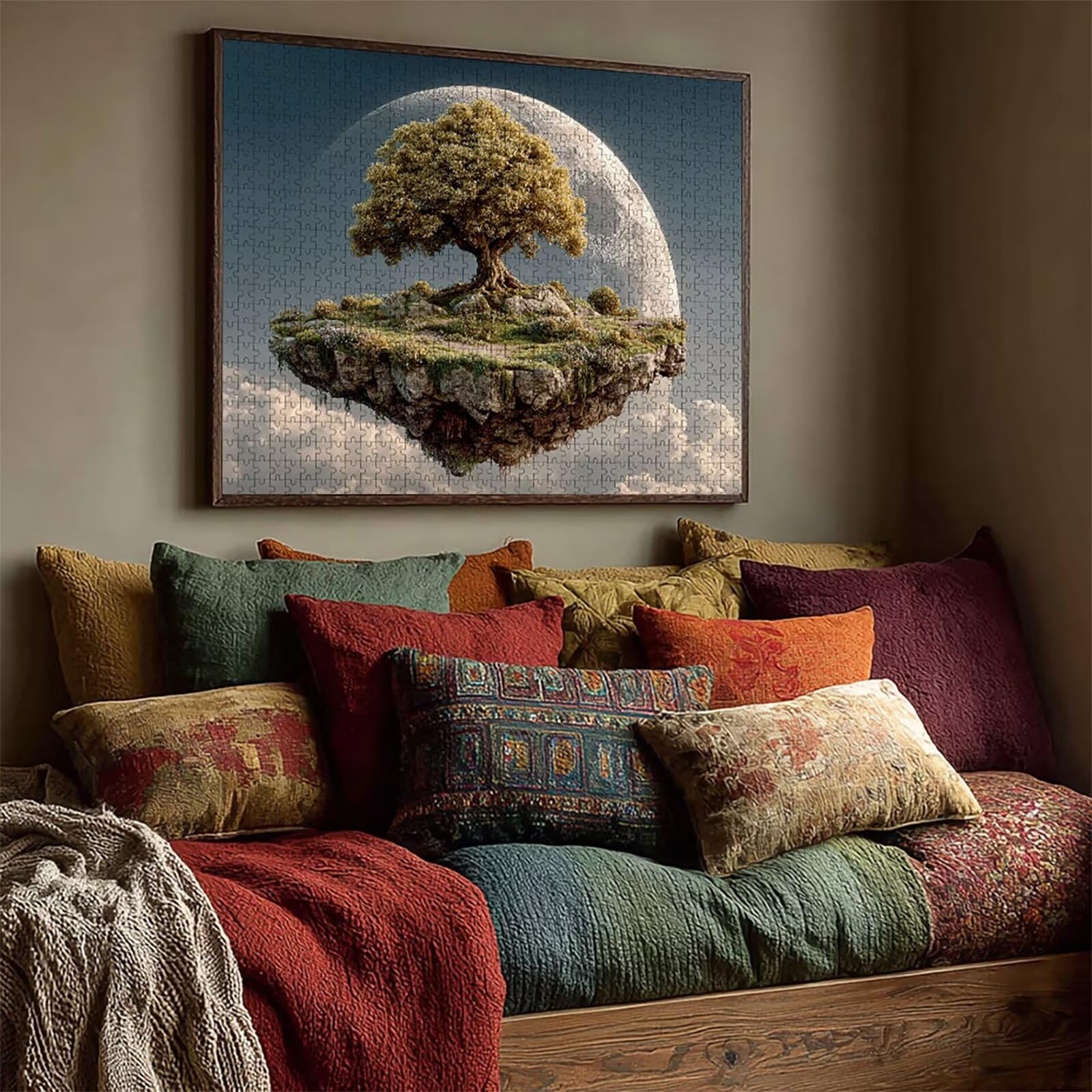Księżyc drewniane puzzle, 155 x 104 cm, puzzle z drzewem, 5000 sztuk, dla dorosłych, z pudełkiem, łatwe do odróżnienia, edukacyjna wymagająca gra, letnia dekoracja, piękne prezenty, 0-8487