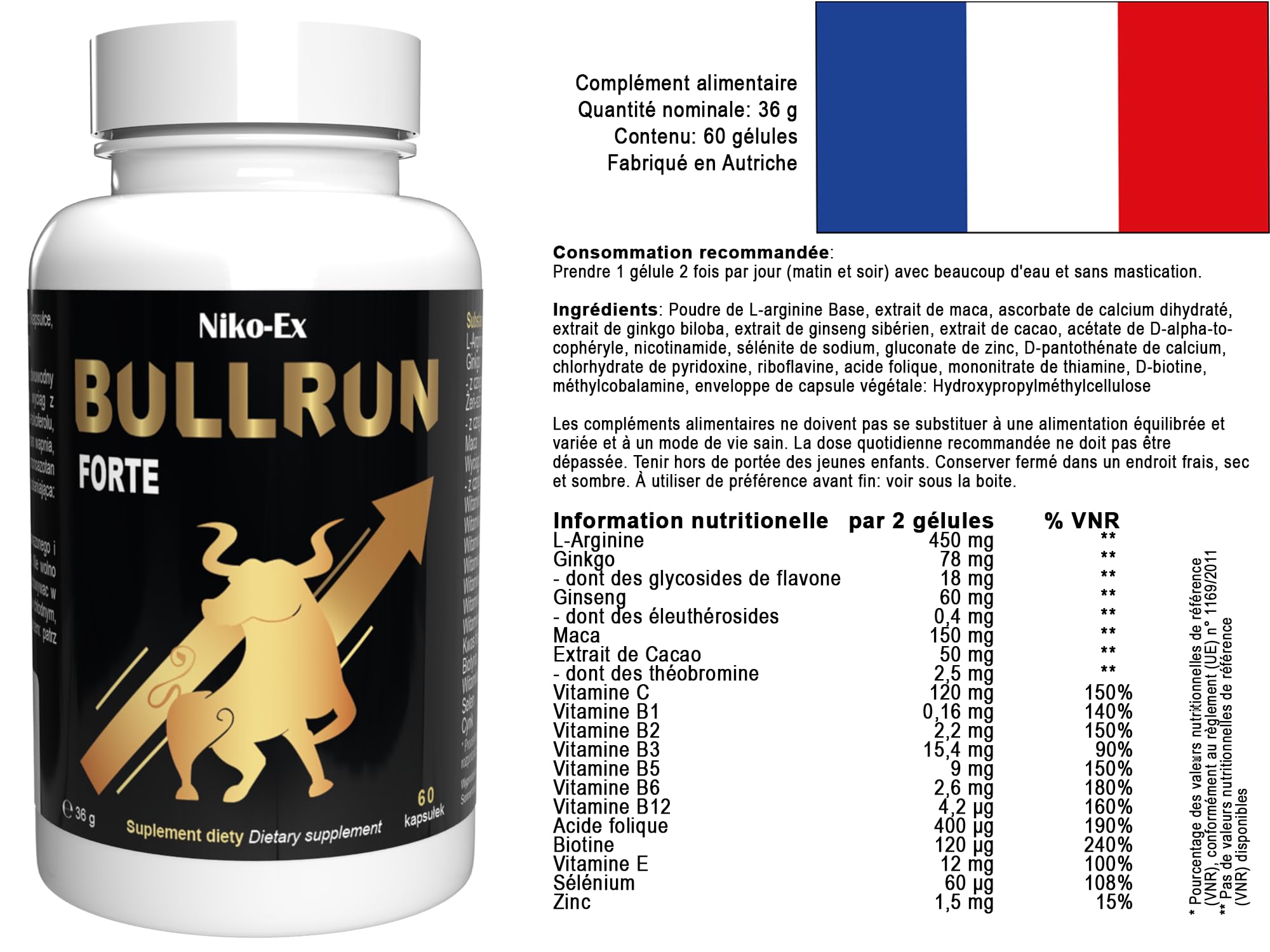Bullrun Forte - 180 Kapseln - 3er Pack