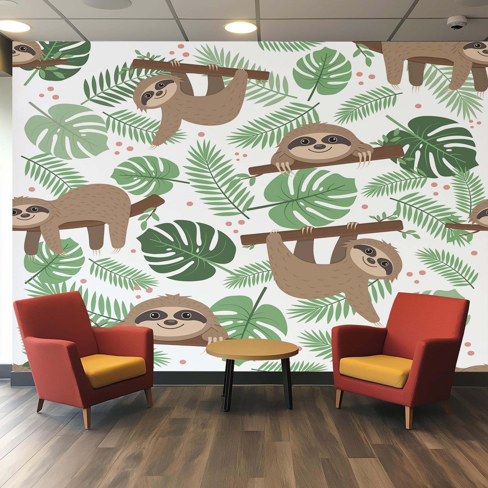 Papier peint panoramique monstera vert 300x210cm pour salon