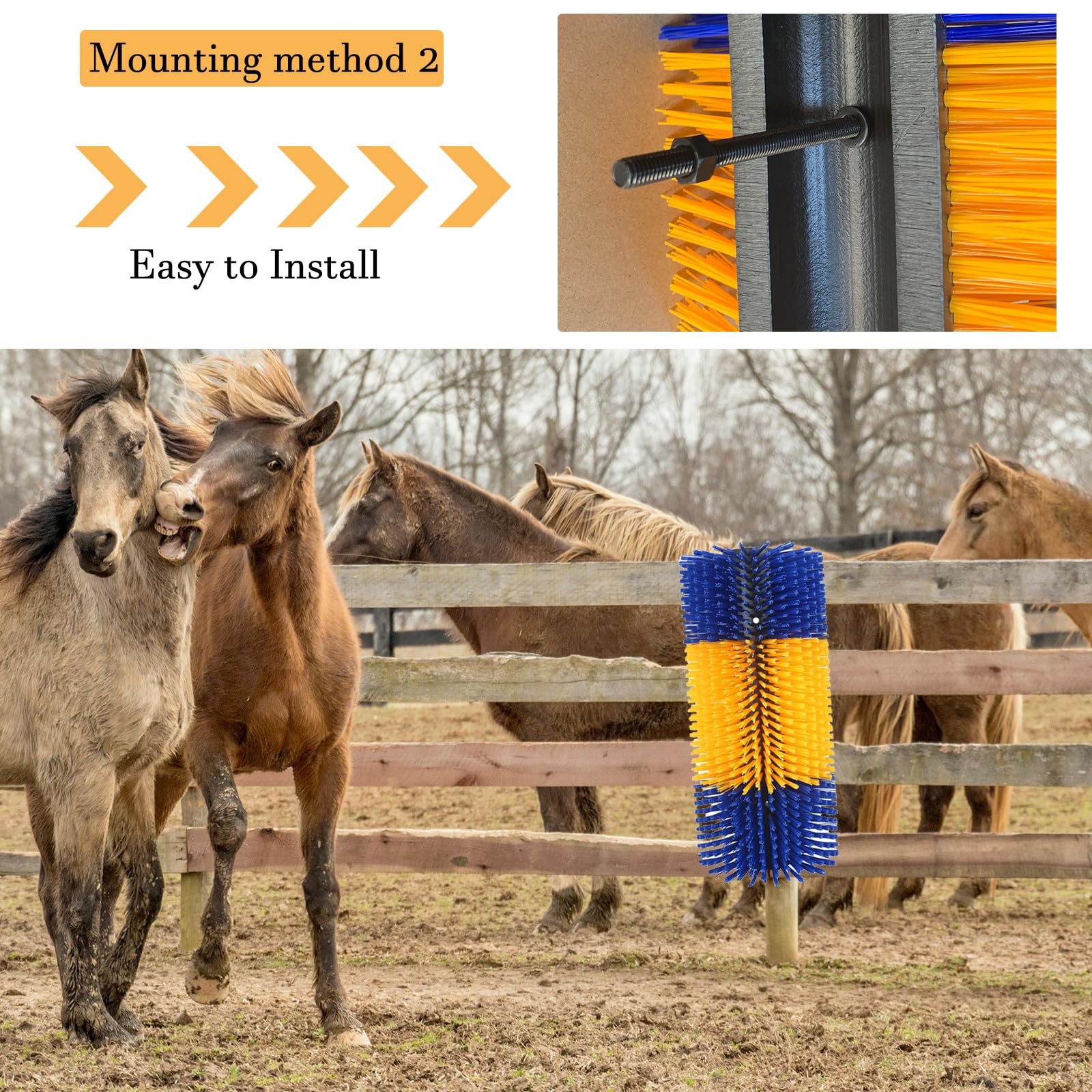 Spazzola da graffio per bestiame Spazzola per cavalli Mucca Tiragraffi Post Bestiame Graffiare Massaggio completo Spazzola per toelettatura Bestiame Strumento anti-prurito Bestiame, Cavallo, Bestiame,