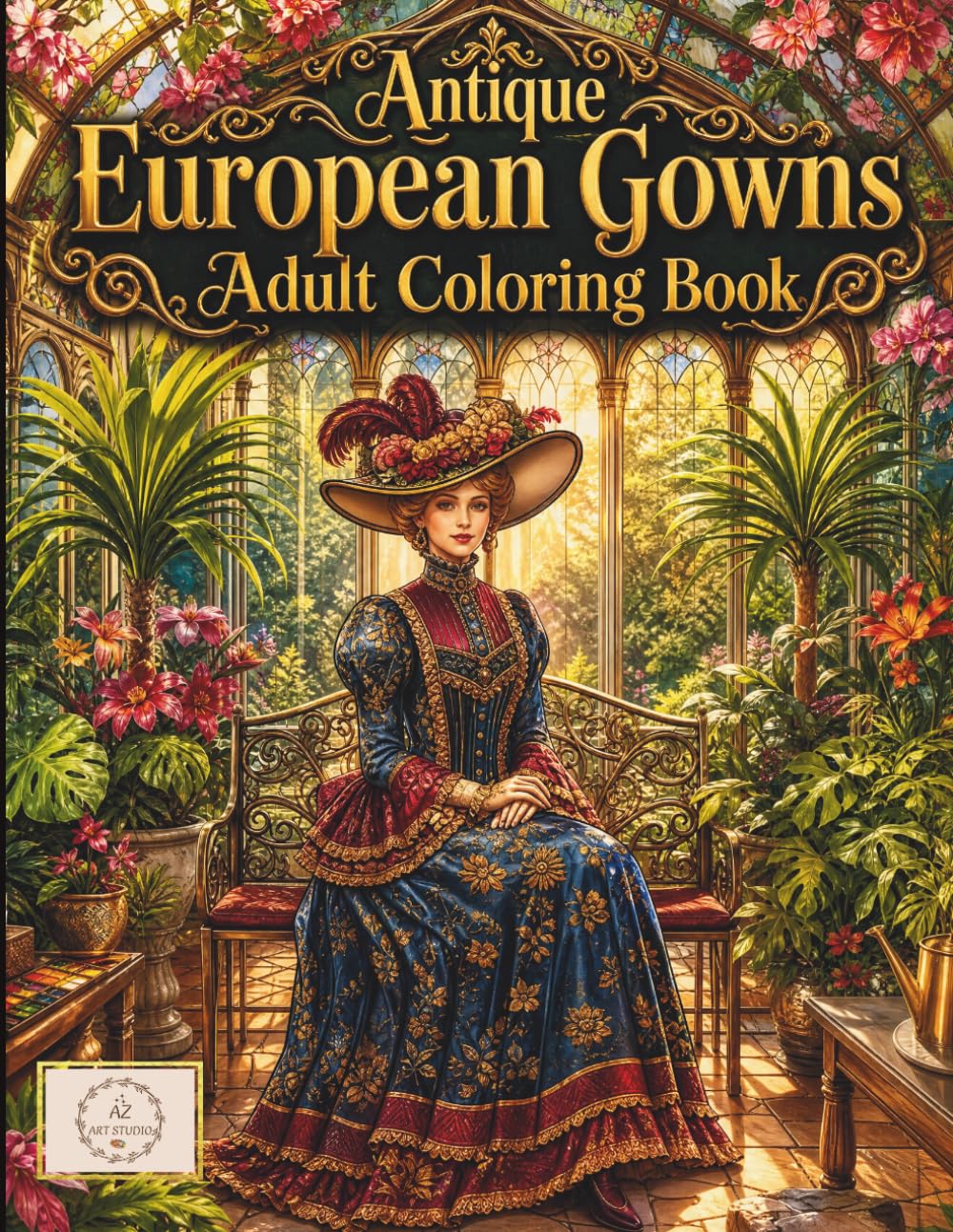 Antique European Gowns Adult Coloring Book: +50 Luxury Historical Fashion Coloring Pages of Baroque Court Dresses, Rococo Versailles Royalty & Regency ... | Vintage Clean Line Art for Stress Relief