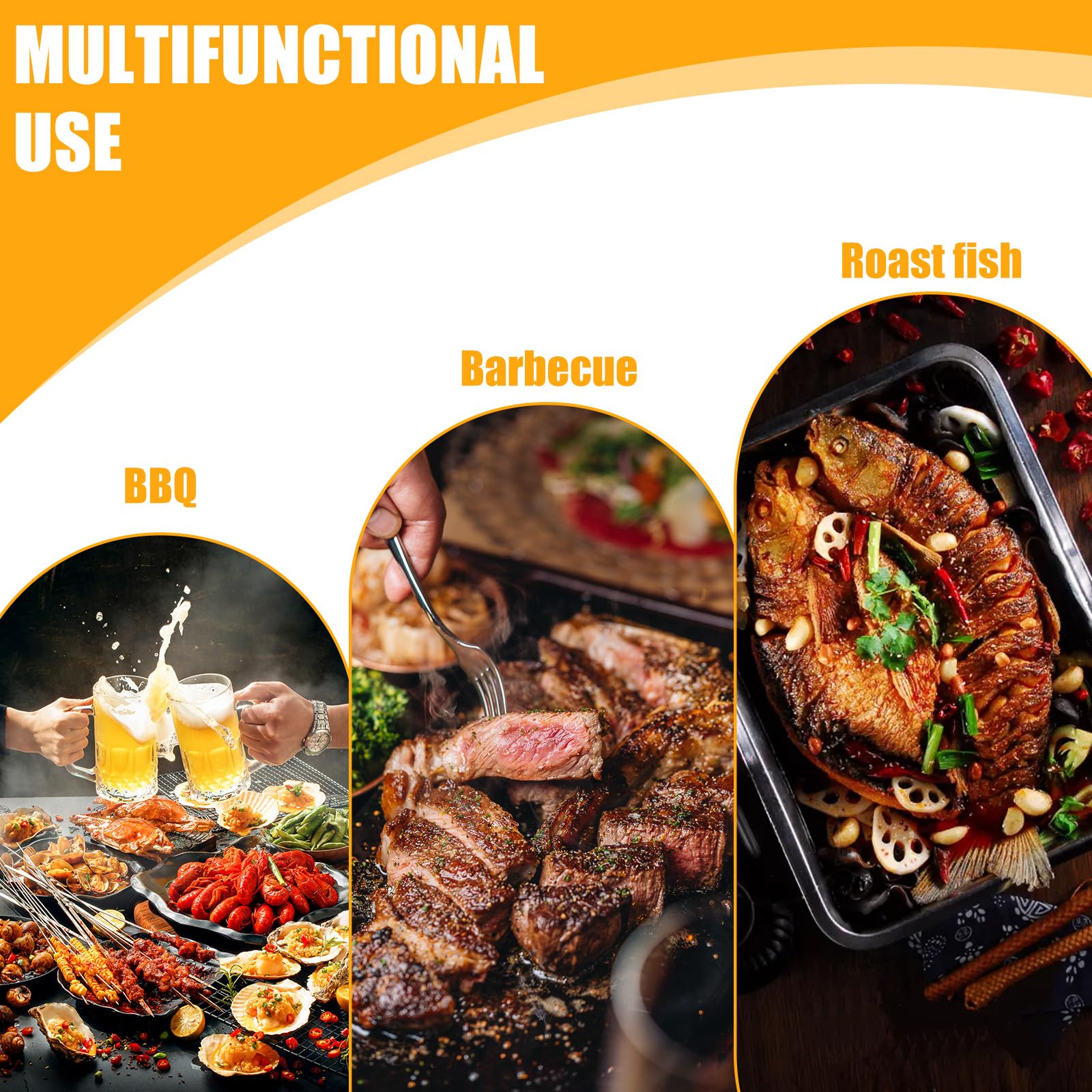 2 Bacs Barbecue Acier Inox - 34.9x24.5x2.7cm - Pour Légumes