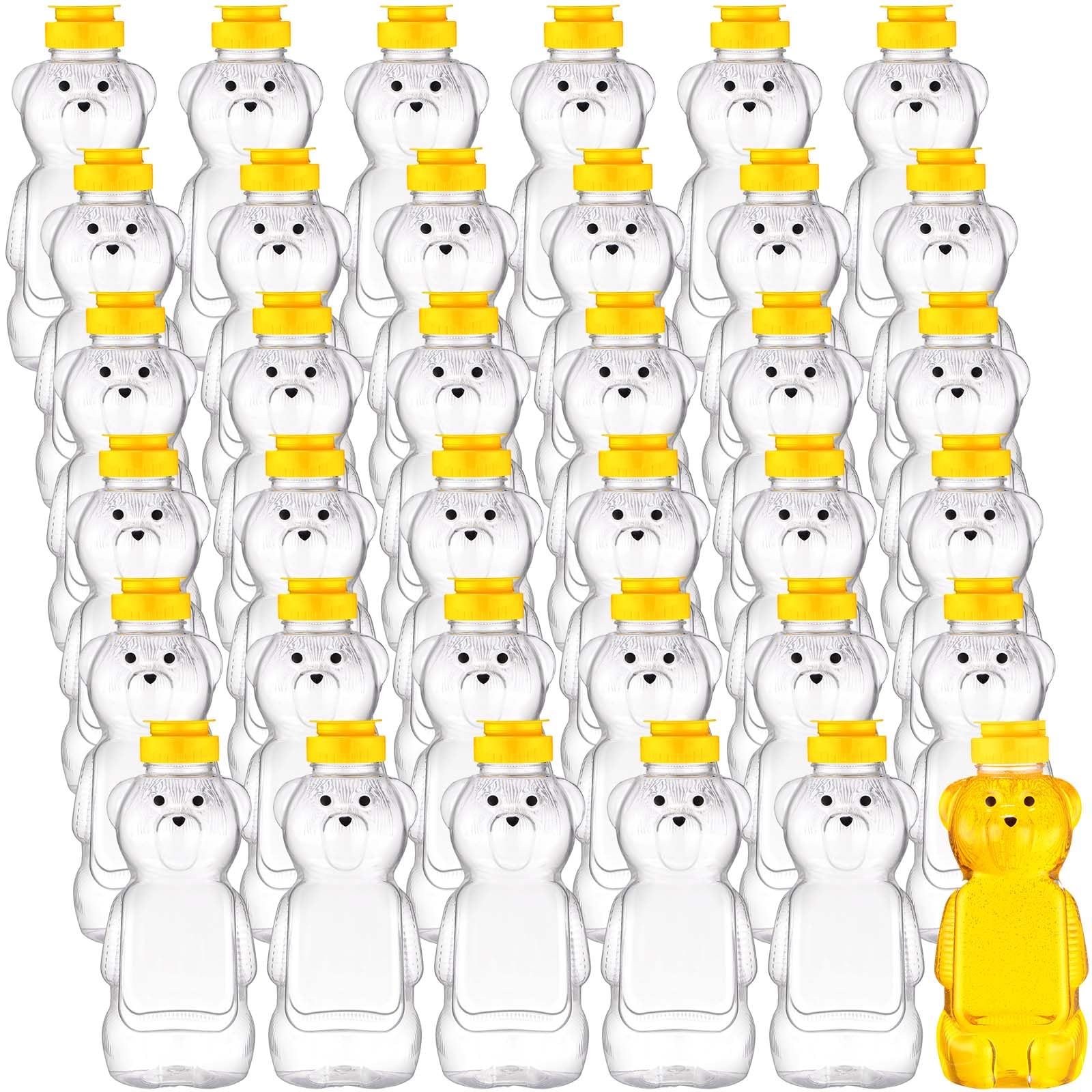 Thenshop 36 Pcs Honey Bear Bottle,Plastic Honey Squeeze Bottle,Honeybear Squeeze Jars,Cute Empty Container with Yellow Flip Lid for Syrup Sauce,Juice