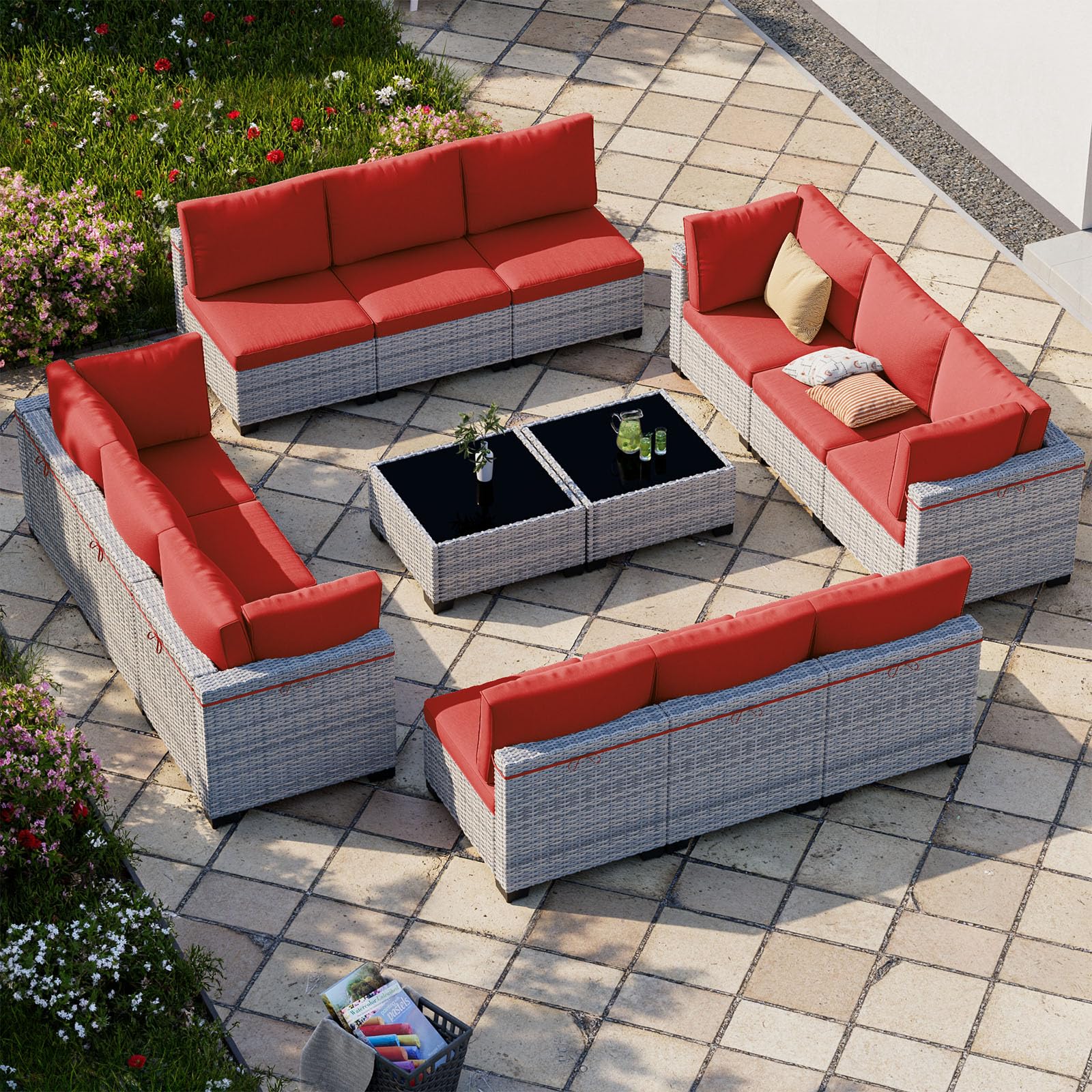 Outdoor PE Wicker Rattan Modular Patio Sectional Sofa Set