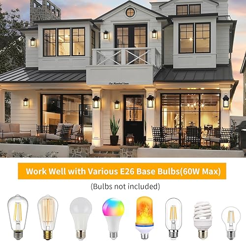 Miniatura 4 de Lámparas de pared para exteriores del atardecer al amanecer, de 13.75 pulgadas, aplique de pared exterior con enchufe de base E26, farol de pared