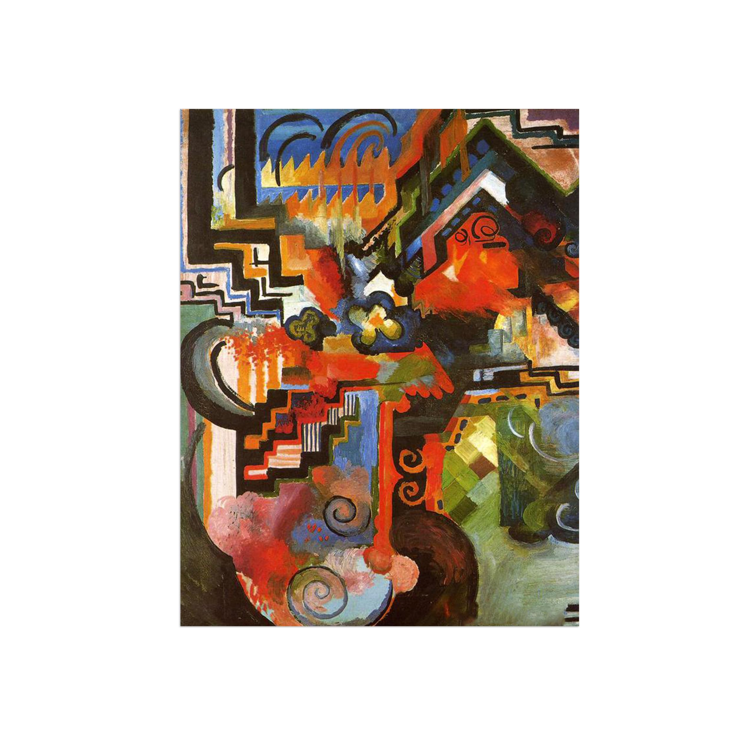 Sdyskkug Unframed August Macke Famous Wall Art For Living Room. Colored Composition. Canvas Artwork Picture. Prints Reproduction Modern Home Decor 50X40cm