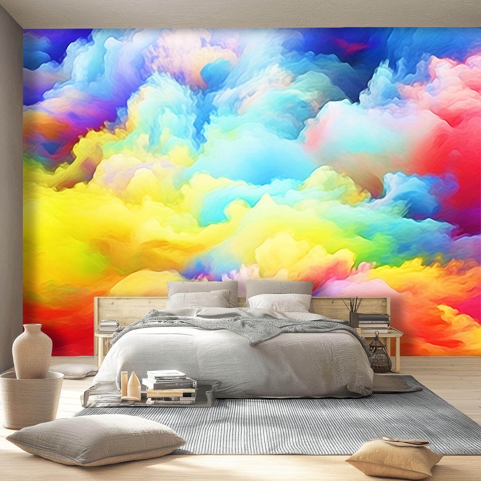Fototapeta, wzory chmur, 400 x 280 cm, włóknina, sztuka ścienna, mural kolorowy, psychodeliczny styl snu, tapeta do sypialni, salonu, łazienki, dorosłych, nie odkleja się i nie przykleja