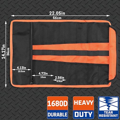 Miniatura 2 de Bolsa enrollable para herramientas con 13 bolsillos, bolsa de herramientas enrollable portátil para electricista, fontanero, carpintero, mecánico,